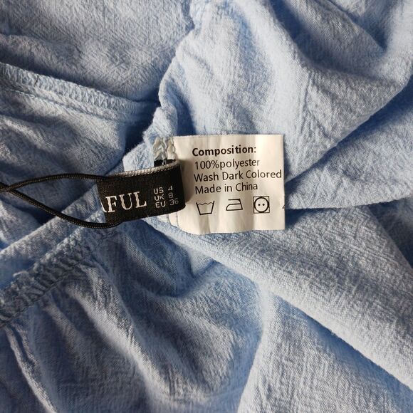 Zaful Dress Women's Size 4 Babydoll Mini Ruffled Light Blue Summer - Picture 6 of 10